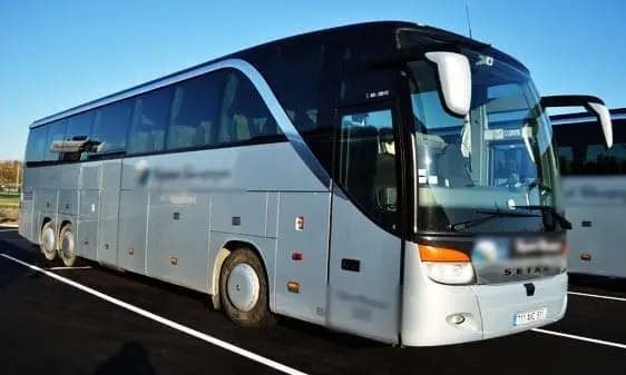 Spacious 59-seater coach ready for group travel in France